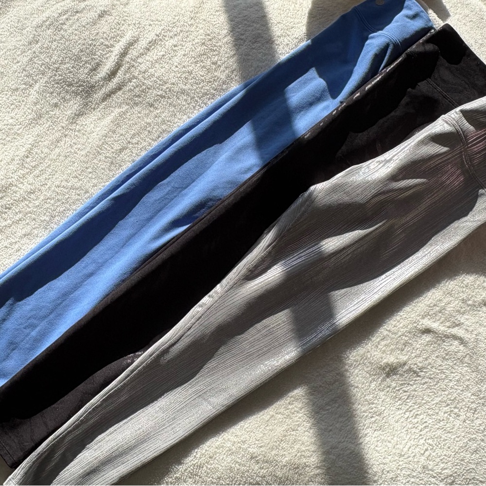 Lot of 3 Zella Girl Leggings XL 14/16 Black Blue Grey Athleisure